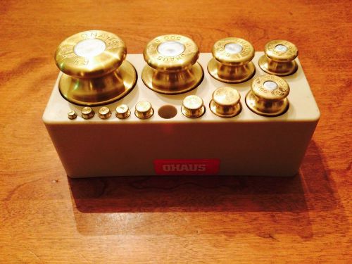 Vintage OHAUS Brass Calibration Weights in Case 13 Piece Set 1g-1kg ORIGINAL