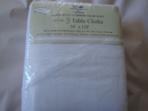 Brand New, Set of 3 White Color Table Cloths 54 X 120