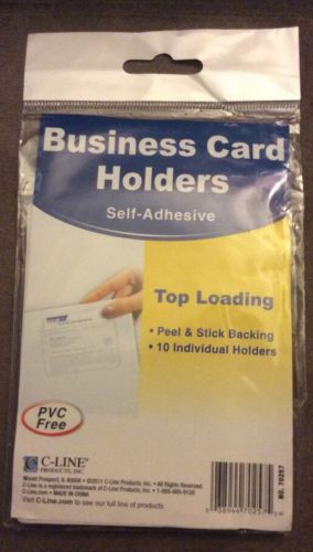 NEW C-Line Self-Adhesive Top-Load Business Card Holders 3 1/2 x 2 Clear 10 Pack