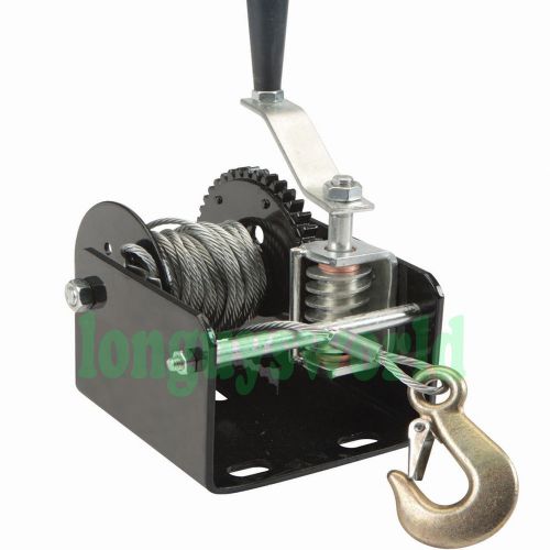2k lb capacity worm gear hand manual winch tow puller 40:1 ratio trailer pickup for sale