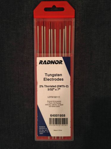 Radnor Tungsten Electrodes 3/32&#034; x 7&#034; 2% Thoriated New 10 pk