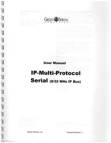 Greenspring Computer IP-Multi-Protocol-Serial IndustryPack Module manual