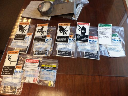Lot of 8 different safety stickers for machinery