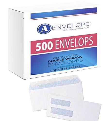 500 Quickbooks Double Window Security Check Envelopes Designed Checks Self Seal