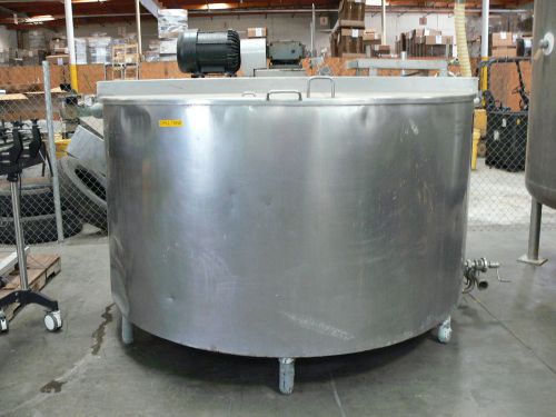 Jensen 900 Gallon Stainless Steel Jacketed Mixing Tank w/ Sweep Agitator &amp; Cover