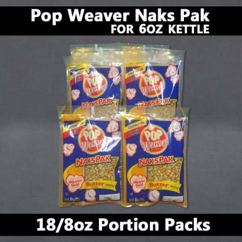 POP Weaver Portion Pack Popcorn | 6 oz Kettle | 18/8oz w/ Coconut Oil Pop Corn