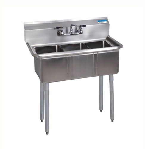 Bk resources three 10&#034;x14&#034;x10&#034; compartment sink w/ s/s legs - bks-3-1014-10s for sale