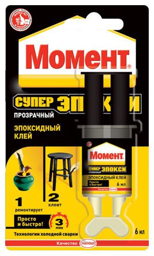 Epoxy transparent glue &#034;moment super epoxy&#034; two-component in one syringe 6 ml for sale