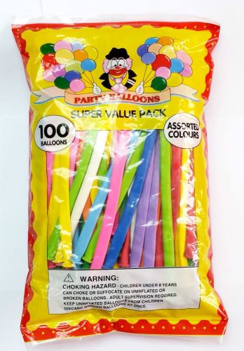 PACK OF 100 PARTY BALLOONS MIXED COLOURS Traditional Modelling MAGIC BALLONS