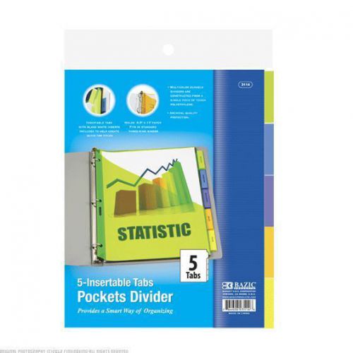 BAZIC 3 Ring Binder Pockets Dividers with 5 Insertable Color Tabs 144Pcs