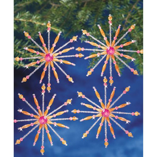 Holiday Beaded Ornament Kit-Pink &amp; Hyacinth Sputnik 5.25&#034; Makes 6