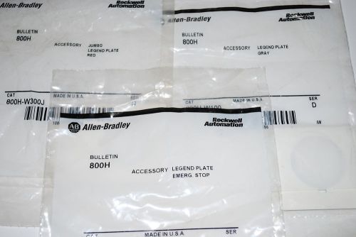 Allen Bradley 800H Legend Plate (E-stop, blank grey, blank red)- Free Shipping