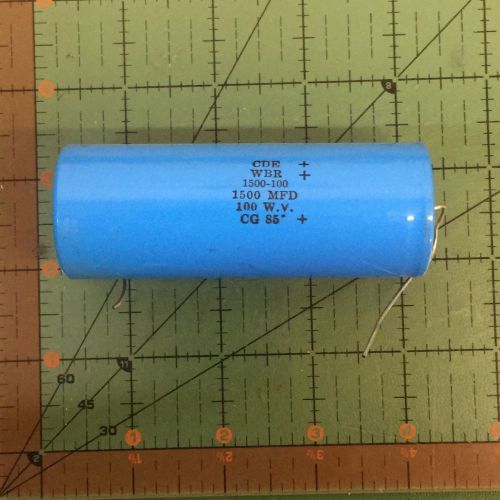 Cornell Dubilier Axial Capacitor 1500uF 100v WBR1500-100 Industrial Grade CDE