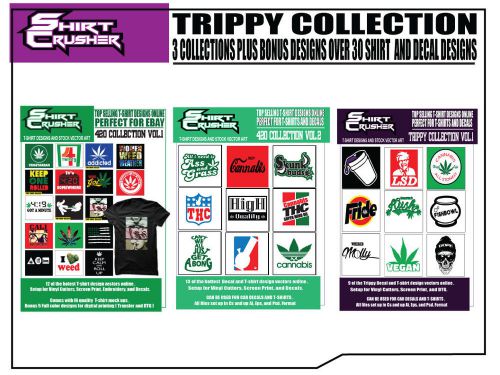 Shirt crusher trippy master pack vol.1 vector clip art for plotters / cutters - for sale