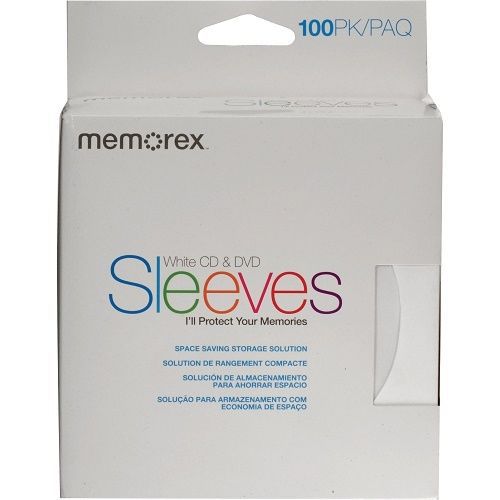 Memorex 32021961 CD / DVD Sleeves / Envelopes 100 Pack - White