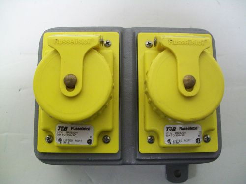 (2) russellstoll 9r33u0w 30a 600v pin &amp; sleeve receptacle w/ (1) killark 2-fdq for sale