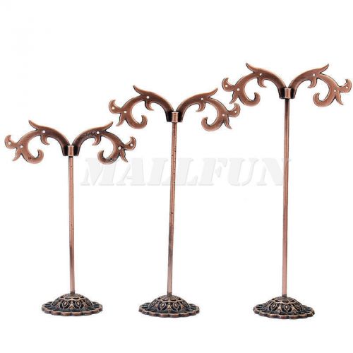 3 Pcs Jewelry Earrings Ring Stand Holder Show Rack Necklace Display Bronzed