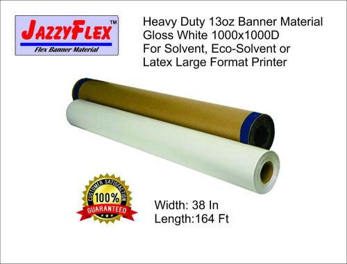 Heavy Duty 13oz Banner Material, 1000x1000d, Gloss White W: 38in L: 164ft Roll