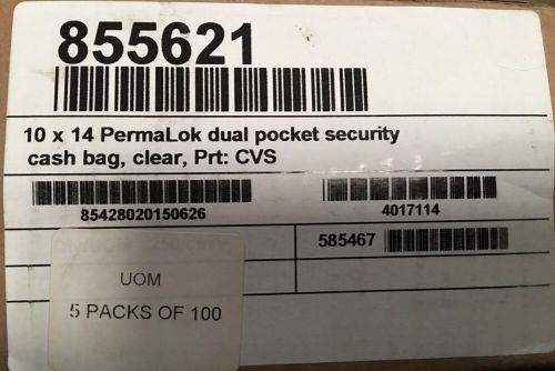 PermaLok 10 X 14 Dual Pocket Security Cash Bags 500 Count
