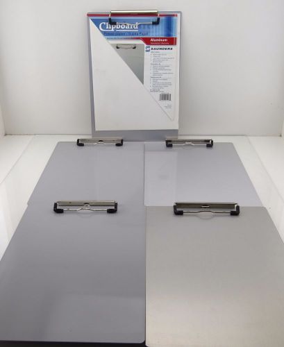 5 NEW Saunders Aluminum Clipboard with Low Profile Clip, Letter Size, 8.5 X 12
