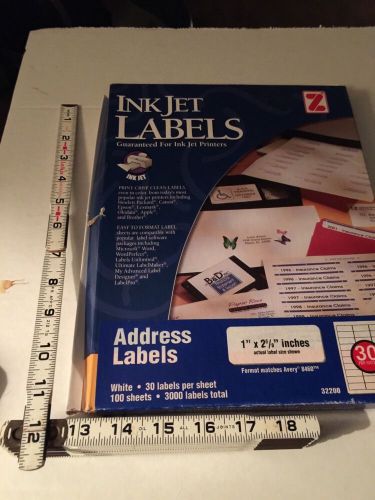 Z-Label Inkjet Printer Address Labels 100 sheets of 30 labels = 3000 Labels NEW
