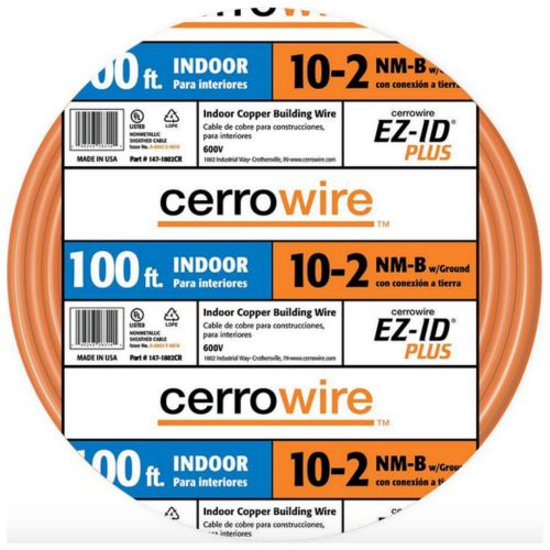 Cerrowire indoor residential electrical building cable wire 10/2 100 ft nm-b new for sale