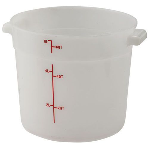 Winco PPRC-6W, 6-Quart Polypropylene Round Storage Container, White, NSF