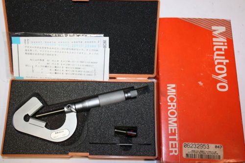 Mitutoyo 114-202 .090&#034;-1&#034;x .0001&#034; v-anvil micrometer ratche carbide tipped anvil for sale