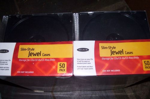 New 100 Pack BELKIN Slim Style Jewel Cases for CDs DVDs CD-Rs CD-RWs