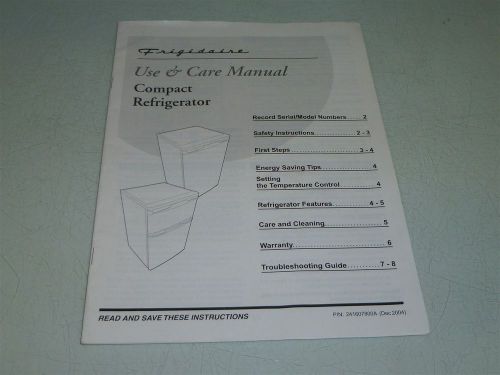 Frigidaire Compact Refrigerator Use &amp; Care Manual