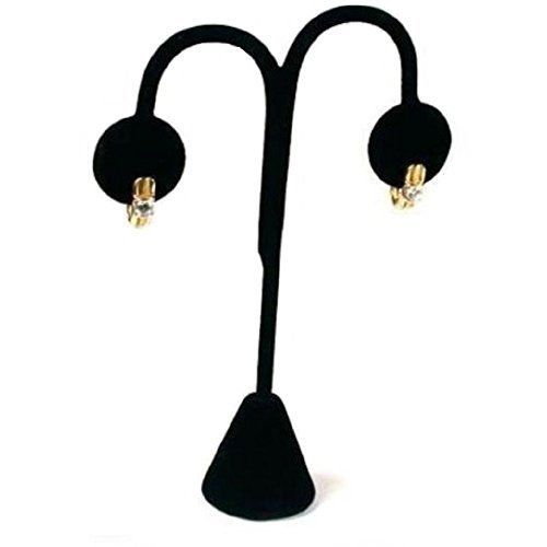2 Black Velvet Earring Tree Hoop Stud Showcase Displays 4.75&#034;