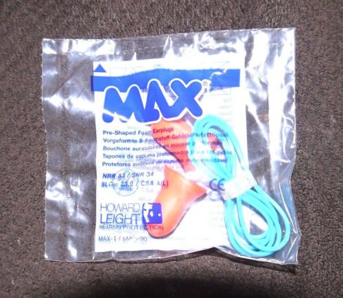 HOWARD LEIGHT MAX - EAR PLUGS WITH CORD NRR33 LOT OF 89 PAIRS