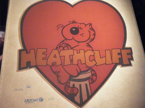 HEATHCLIFF BIG RED HEART 1980&#039;S IRON ON FACTORS ETC.  7 1/8&#034; X 7 1/2&#034; IMAGE SIZE