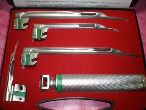 Miller fiber optic laryngoscope set with 4 blades and c size handle - economy for sale