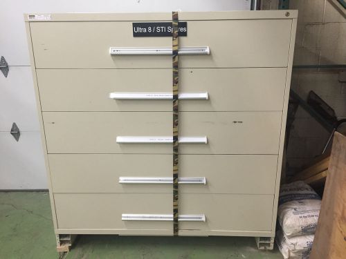 Stanley Vidmar tan 5 Drawer Modular Storage Cabinet 60&#034;x 59&#034;x 28&#034;