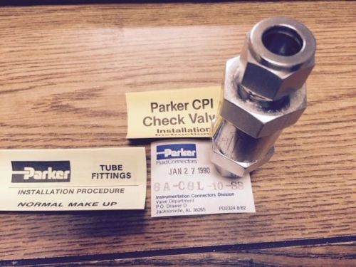 PARKER 8A-C8L-10-SS CPI Check Valve, 316SS, 1/2 In