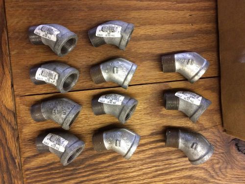 11 lot 3/4&#034; in reducer galvanized pipe 45 degree industrial grinnell alvin elbow for sale