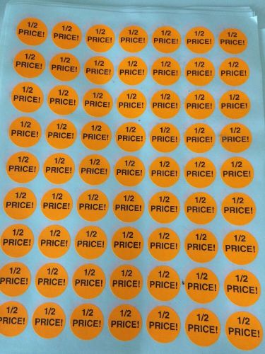 LOT 567 Orange SALE 1/2 OFF  Price Labels Stickers Tags Retail Store