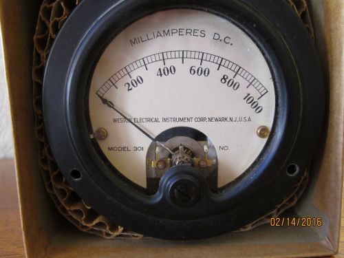 Milliammeter, weston model 301 panel meter sealed in original box for sale