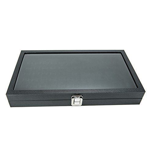 HUJI Glass Top Ring Display Showcase &amp; 72 Slot Velvet Insert Liner Jewelry 1,