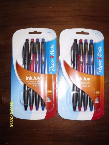 8~Paper Mate InkJoy 500RT Retractable Pens, 1.0mm Med, Assorted Ink, New