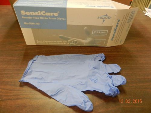 Medline 484805 SensiCare Nitrile Exam Glove Powder Free - 2XL-XXL - New - 80 pcs