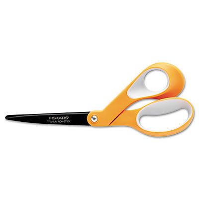 Premier Non-Stick Titanium Softgrip Scissors, 8&#034; Length, Orange/Gray