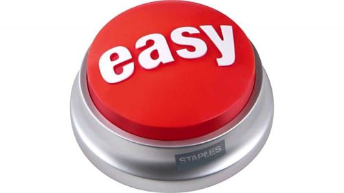 that was easy button red button white letters silver base staples batteries
