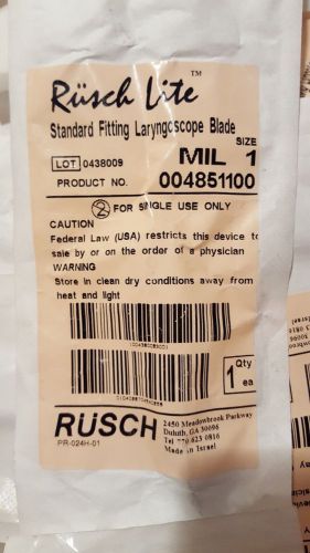Qty/50 New Rusch Lite MIL 1 Laryngoscope Disposable Blade REF# 004851100