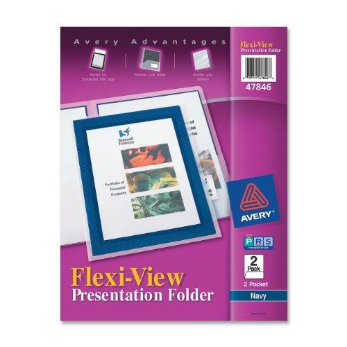 AveryFlexi-View Two-Pocket Polypropylene Folders, Navy/Translucent, Two per Pack