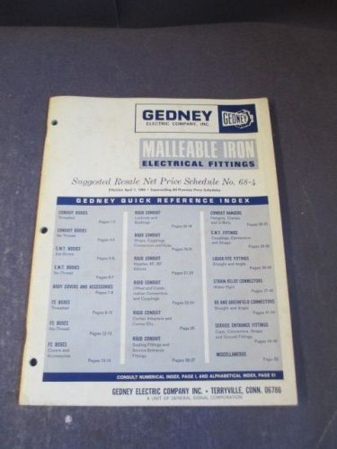 VINTAGE GEDNEY ELECTRIC COMPANY MALLEABLE IRON ELECTRICAL FITTINGS CATALOG 1968