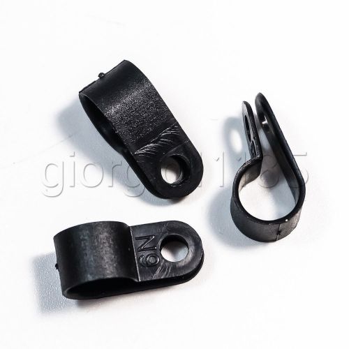 200 pcs 6n 10.4mm 2/5&#034; nylon black cable hose p clamp clips c r for sale