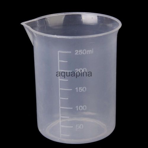 250ml transparent plastic graduated beaker laboratory kitchen measure tool for sale
