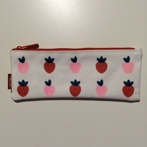 Kikki K EFY Cute Fruit Fabric Pencil Case Pouch Pink Red Strawberry Raspberry